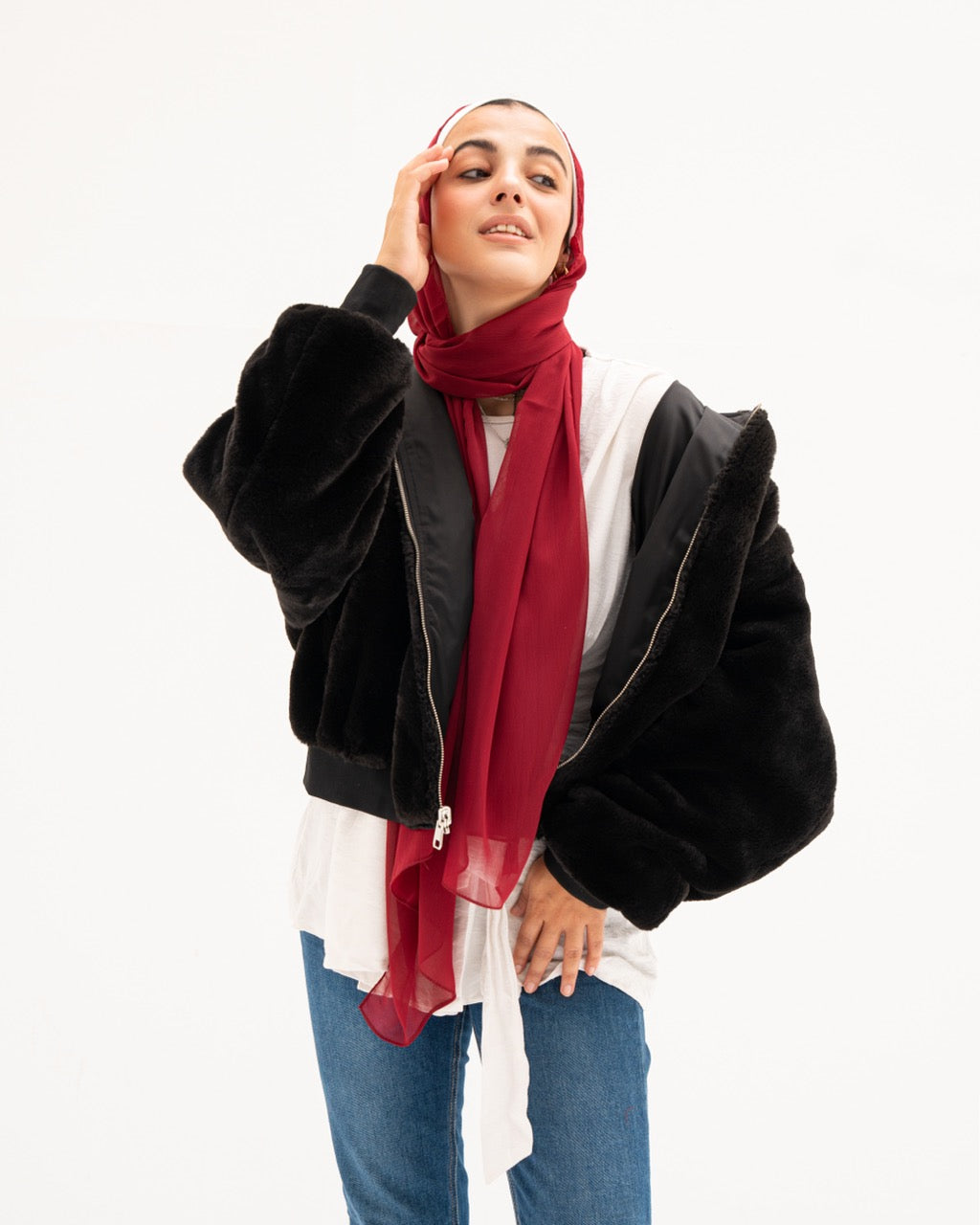 Sand Chiffon - Maroon -